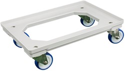Dolly 610x410x175 mm met rvs gaffels waarvan 1 geremd