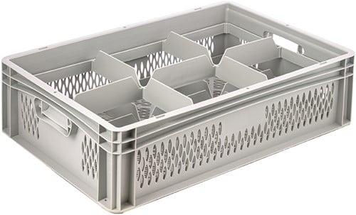 Basicline glazenkrat 600x400x170 mm 6 vakken