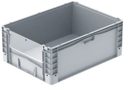 Basicline Plus uitpakbak 800x600x320 mm met uitpakklep en versterkte bodem