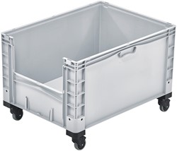 Basicline Plus uitpakbak 800x600x420 mm met 4 zwenkwielen